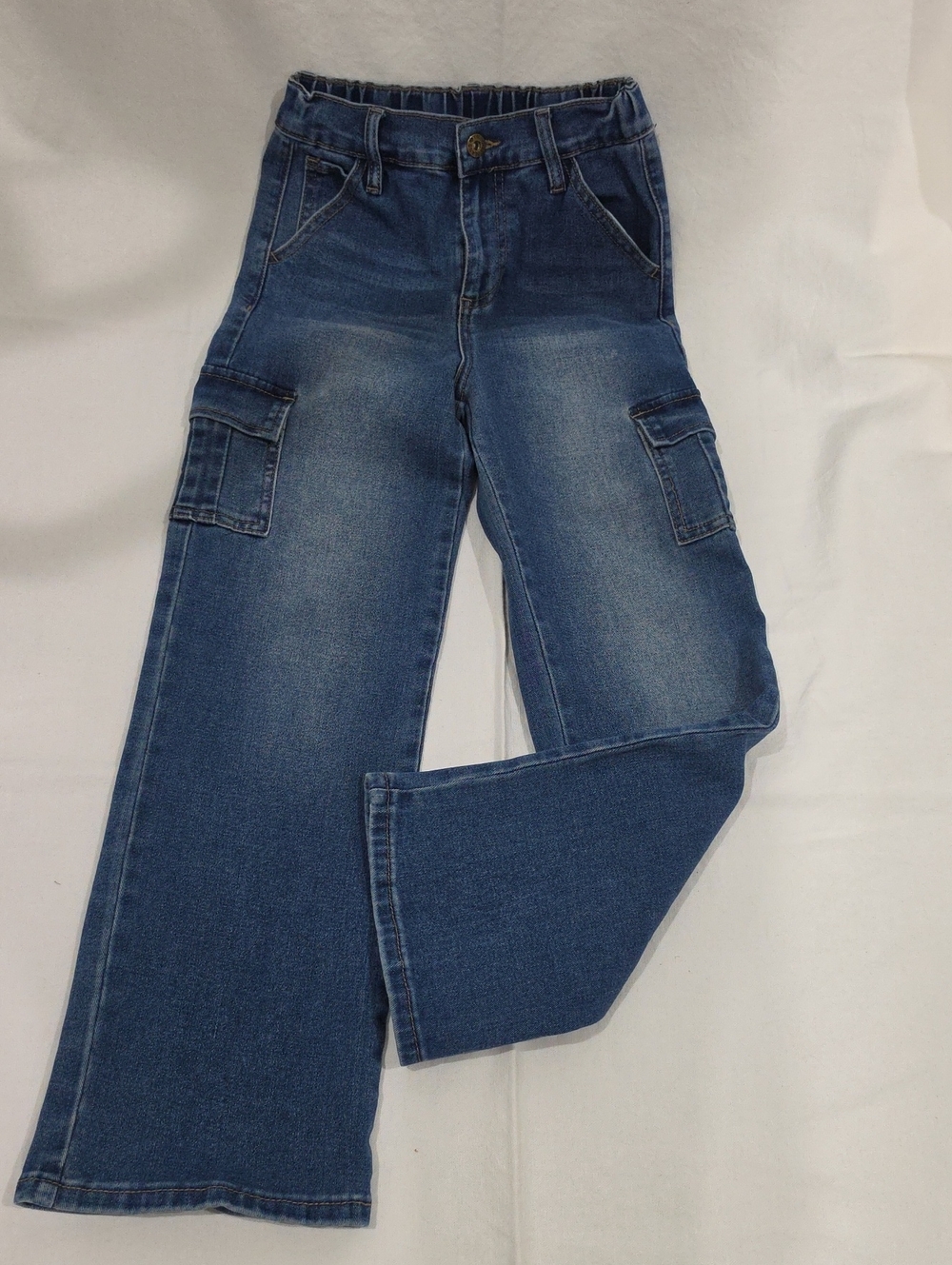YMI Girl's Blue Bootcut Cargo Jeans